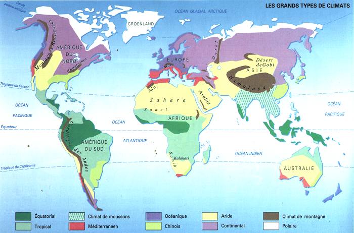Carte Des Climats Enseignement Cours De Profs Pour