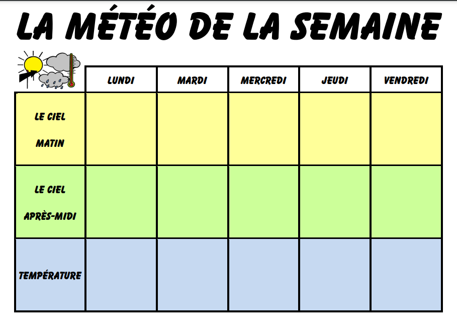 Tableau météo (semainier)