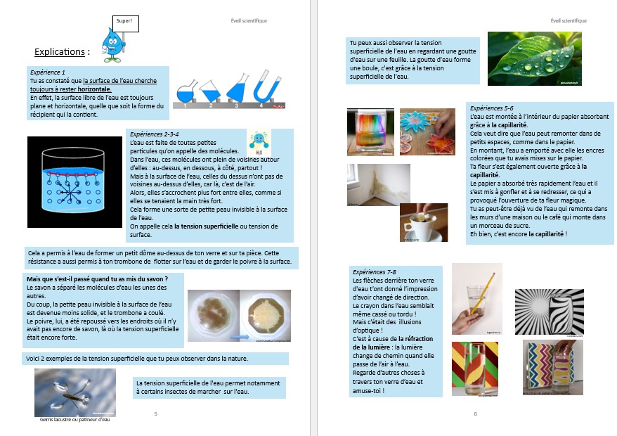 Expériences avec de l'eau