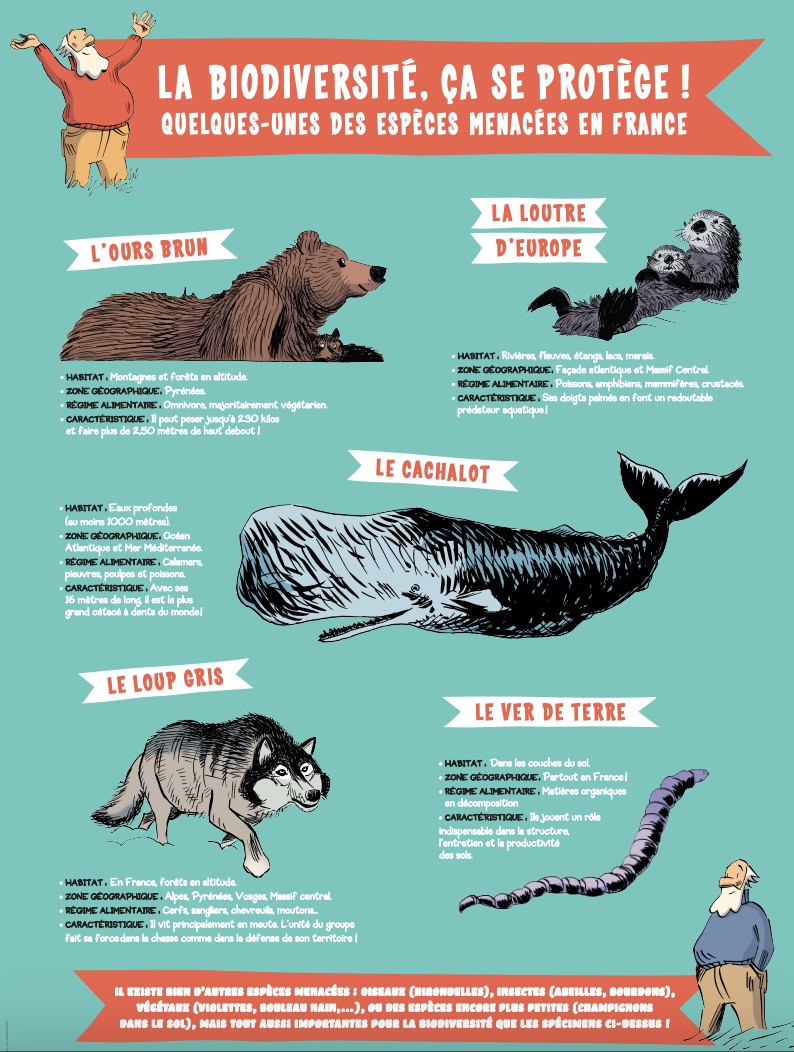 Affiches imprimables :  "Les espèces menacées en France" : Hubert Reeves