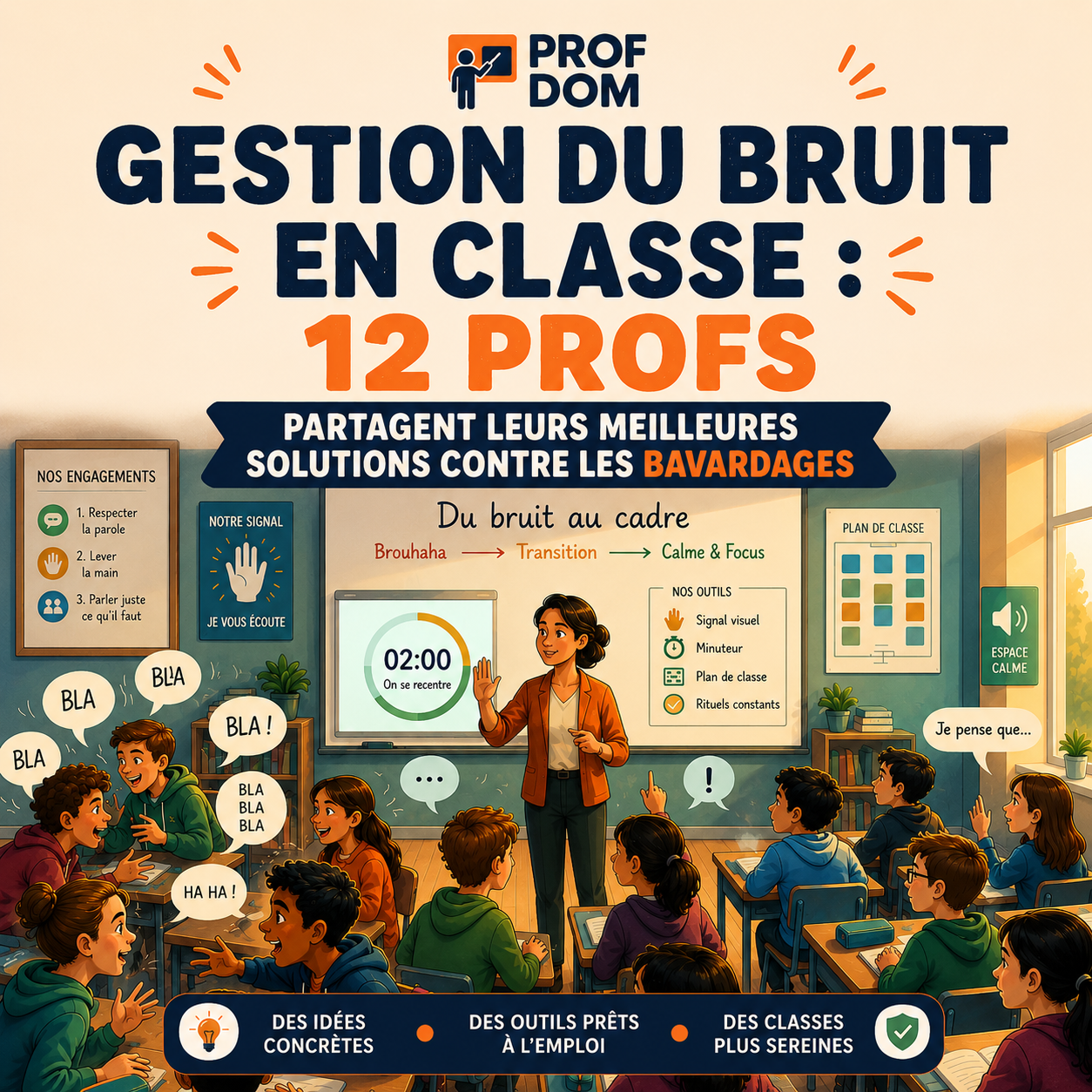 Gestion du bruit en classe : 8 stratégies concrètes pour réduire les bavardages
