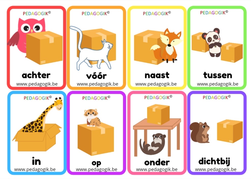 Cartes pour apprendre les prépositions en néerlandais