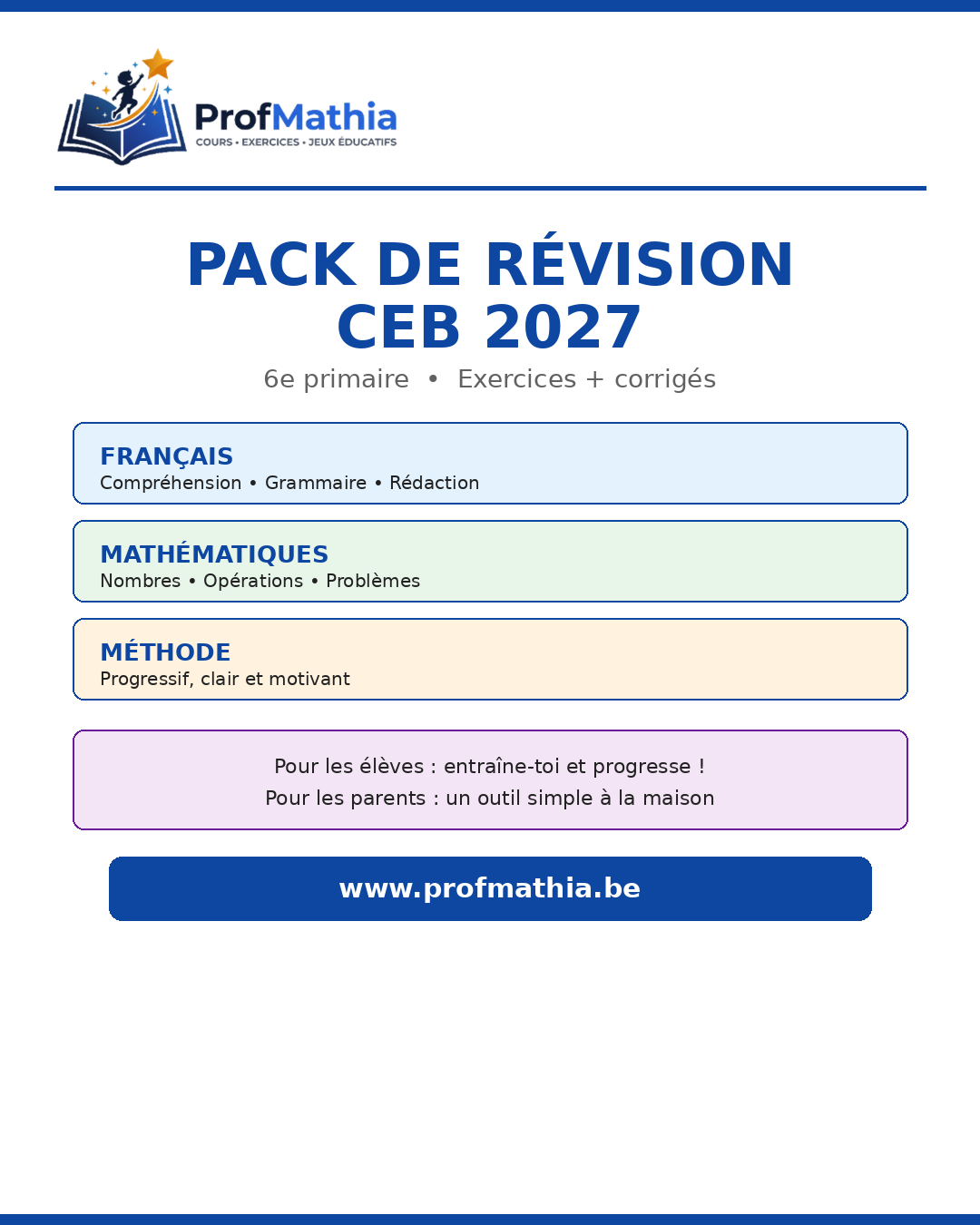 Pack de révision CEB 2027 – 6e primaire