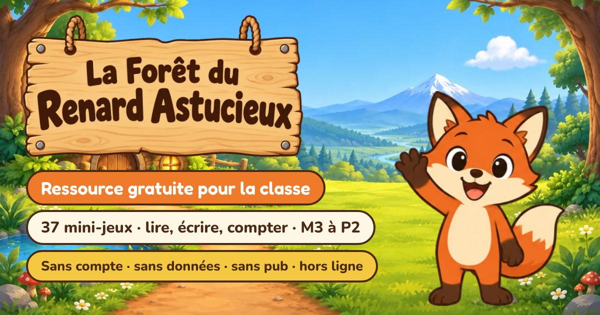 La Forêt du Renard Astucieux · 37 mini-jeux gratuits sur tablette pour lire, écrire et compter (3e maternelle à 2e primaire)