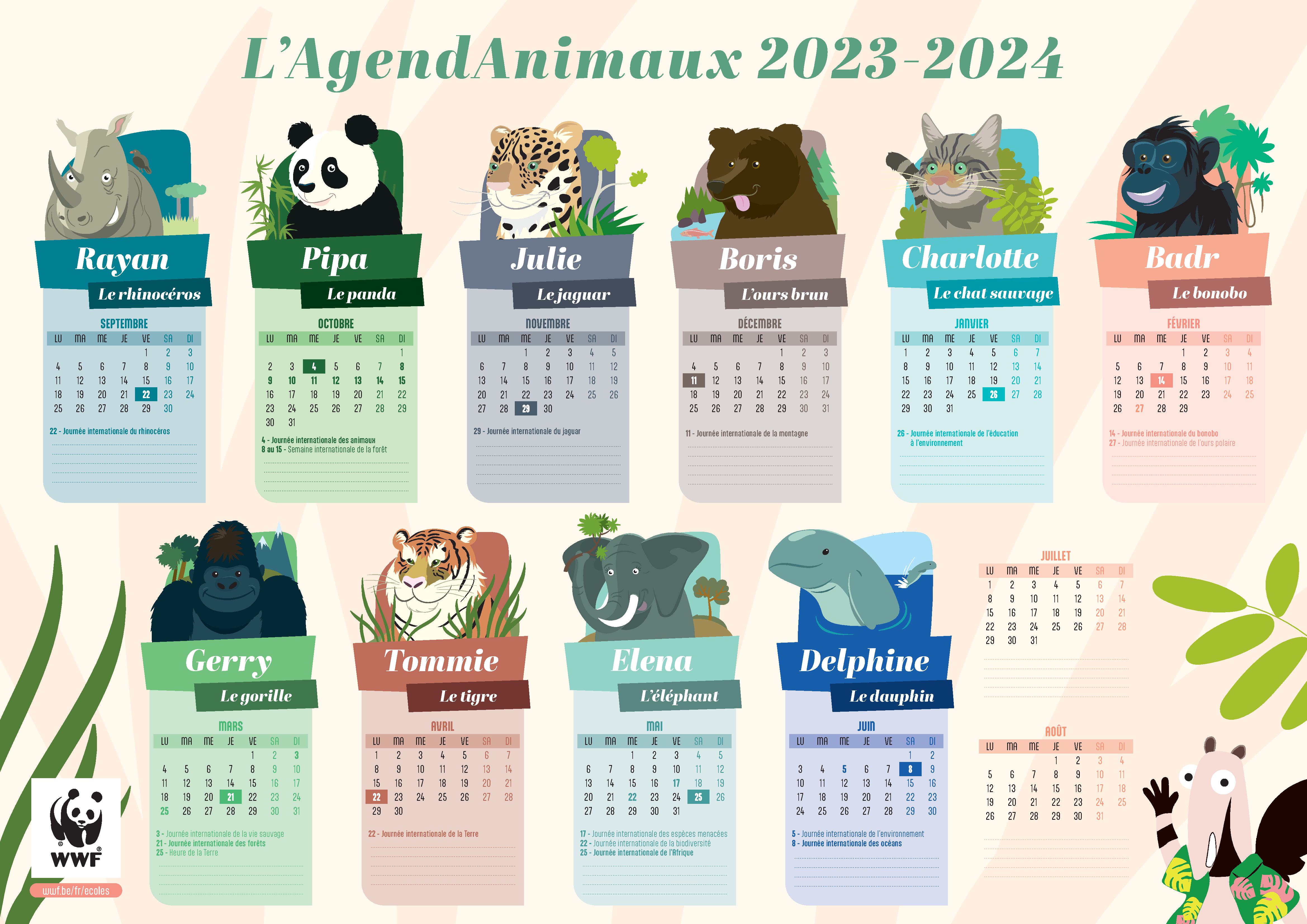 AgendAnimaux : calendrier animalier